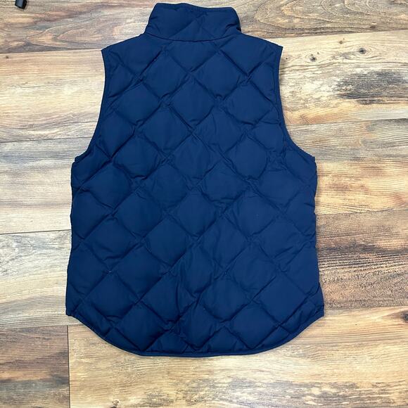 J Crew Puffer Vest Down Feather Quilted Navy Blue Bronze Medium Sleeveless - Picture 6 of 8
